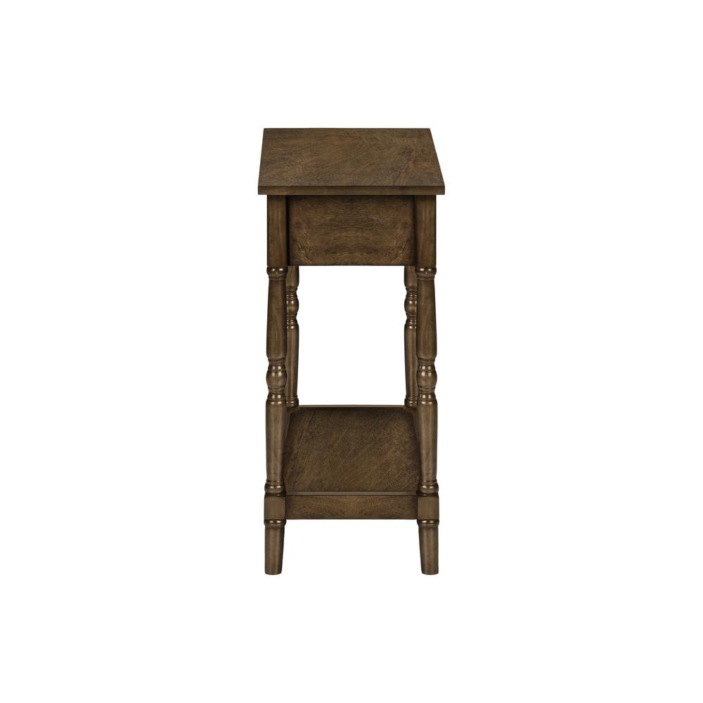 Accent Table, 2 Tier, Narrow, Lamp, Storage Drawer, Brown Veneer, Traditional. Picture 4