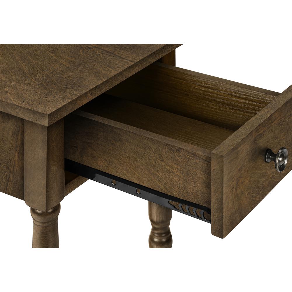 Accent Table, 2 Tier, Narrow, Lamp, Storage Drawer, Brown Veneer, Traditional. Picture 7