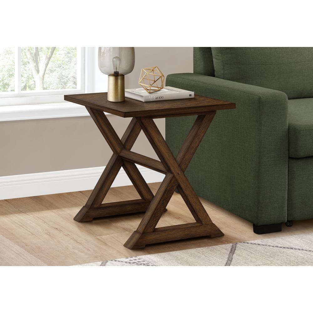 Accent Table, Square, Lamp, Brown Veneer, Transitional. Picture 3