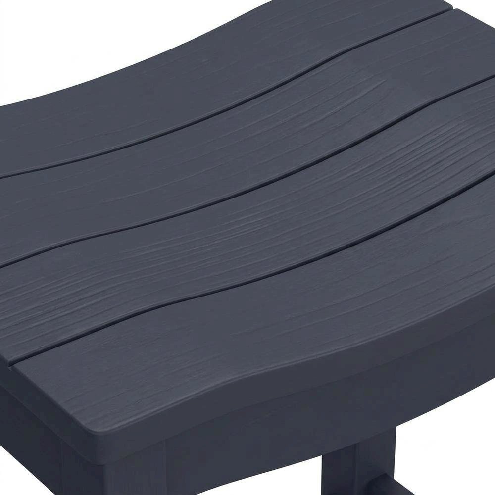 Wooden Backless Bar Height Stool with Footrest for Kitchen Island, Navy. Picture 6