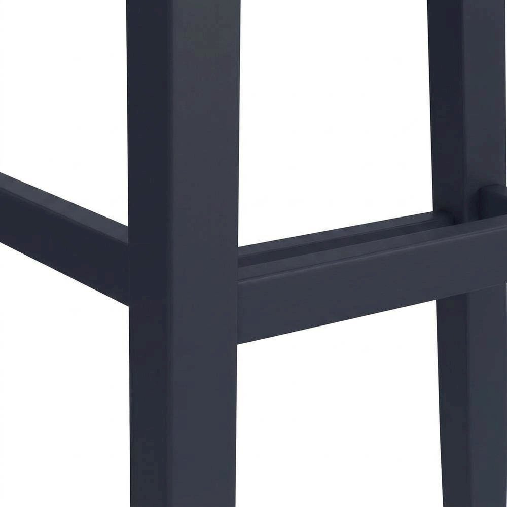 Wooden Backless Bar Height Stool with Footrest for Kitchen Island, Navy. Picture 7