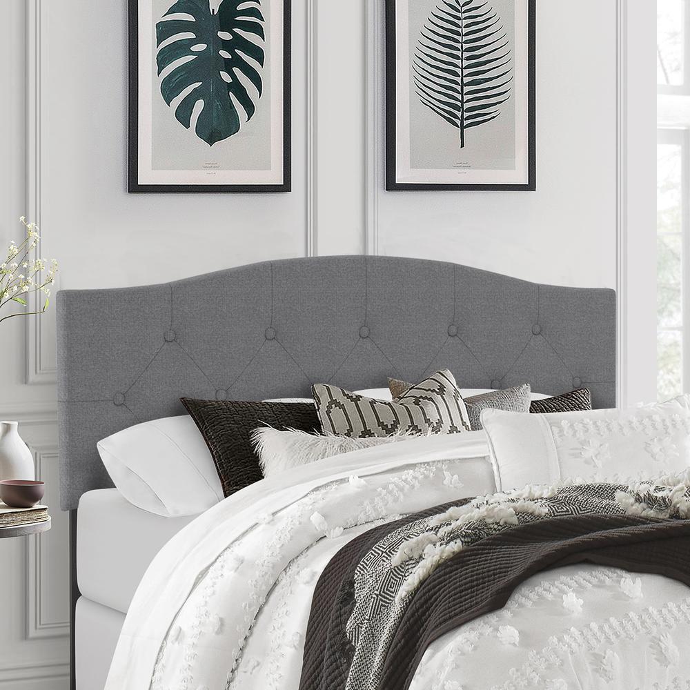Provence Upholstered Arch Adjustable Tufted Full/Queen Headboard, Glacier Gray. Picture 6