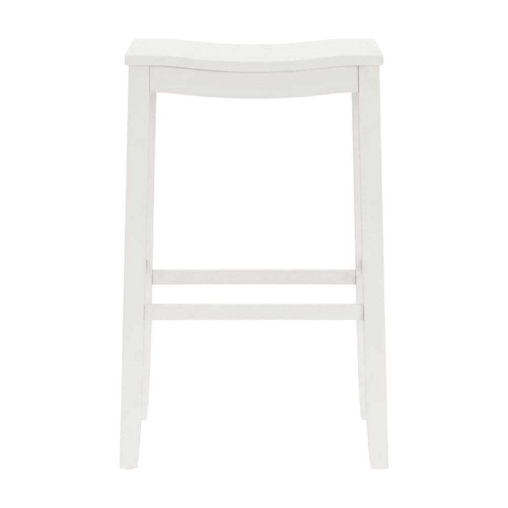 Wooden Backless Bar Stool with Footrest, Wood Bar Stools, White. Picture 1