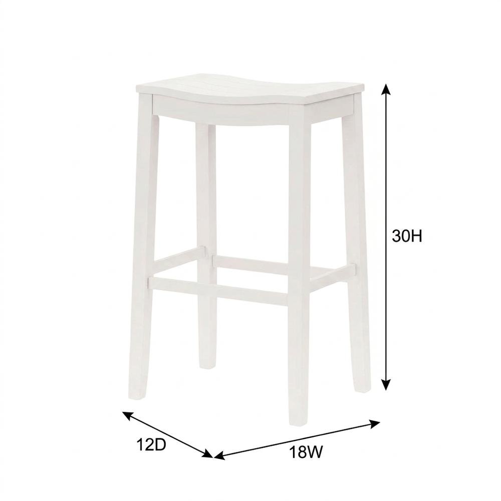 Wooden Backless Bar Stool with Footrest, Wood Bar Stools, White. Picture 5