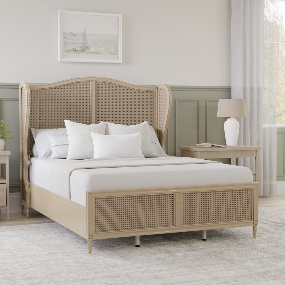 Sausalito Queen Wood Cane Bed, Medium Taupe. Picture 11