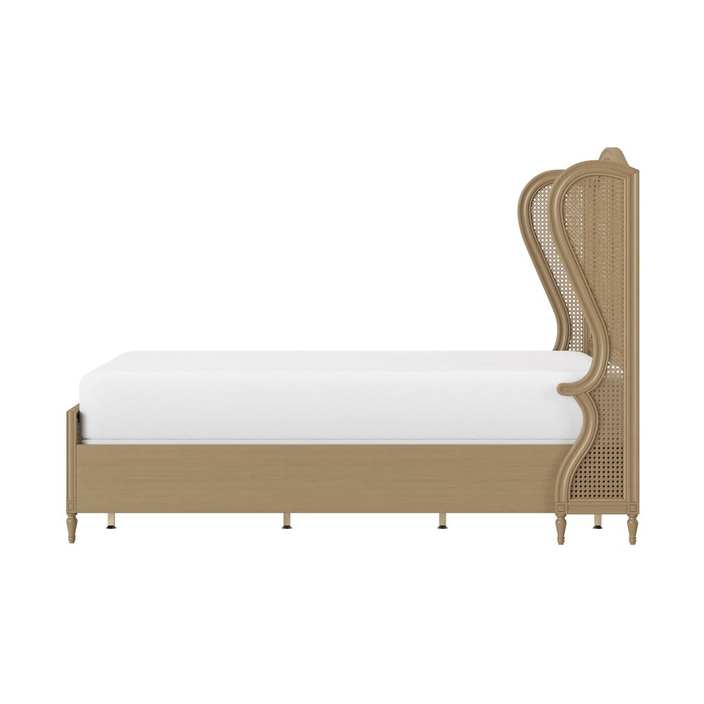 Sausalito Queen Wood Cane Bed, Medium Taupe. Picture 1