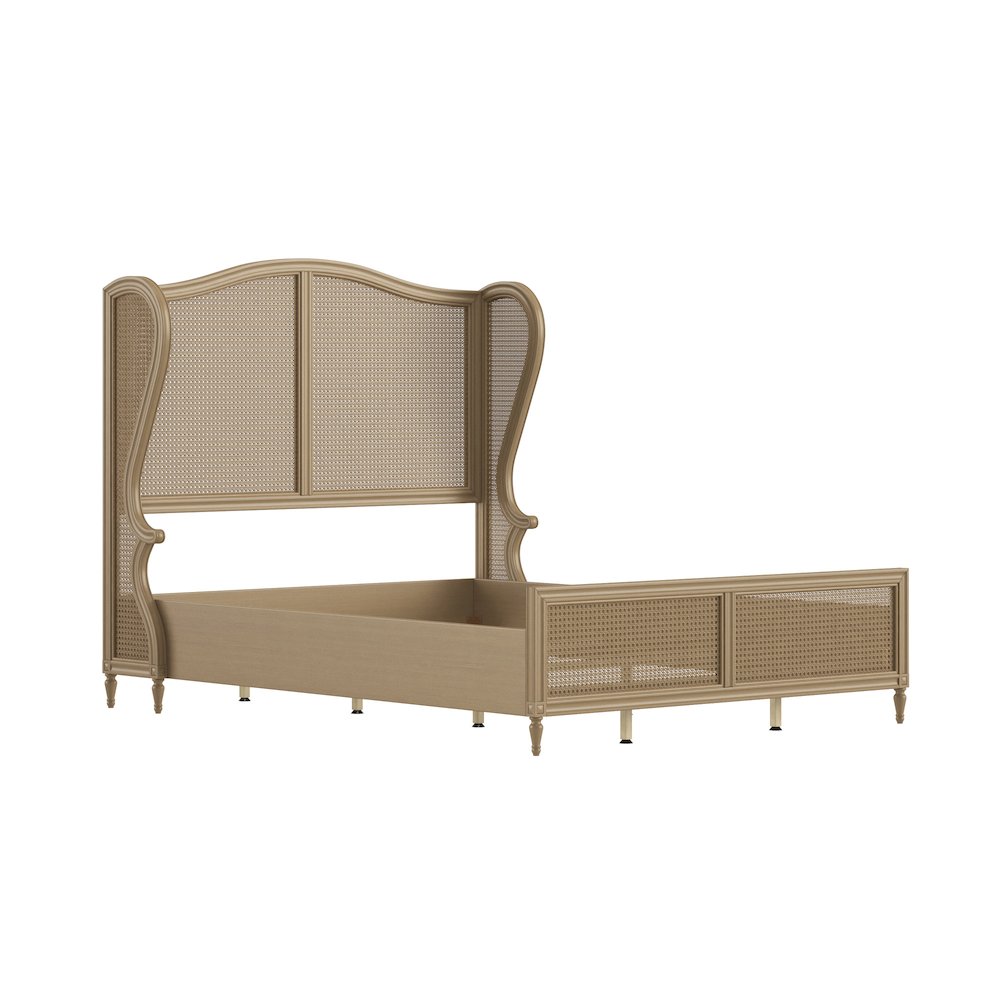 Sausalito Queen Wood Cane Bed, Medium Taupe. Picture 2
