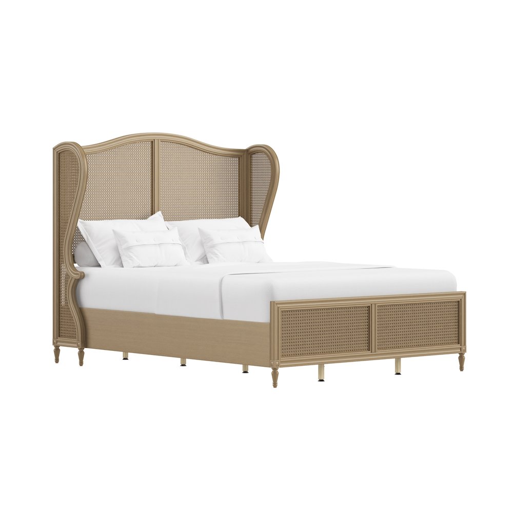 Sausalito Queen Wood Cane Bed, Medium Taupe. Picture 3