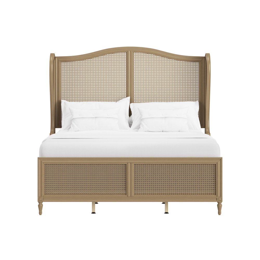 Sausalito Queen Wood Cane Bed, Medium Taupe. Picture 4