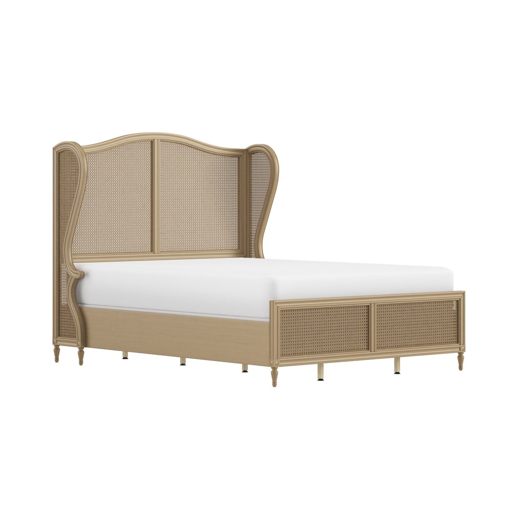 Sausalito Queen Wood Cane Bed, Medium Taupe. Picture 5