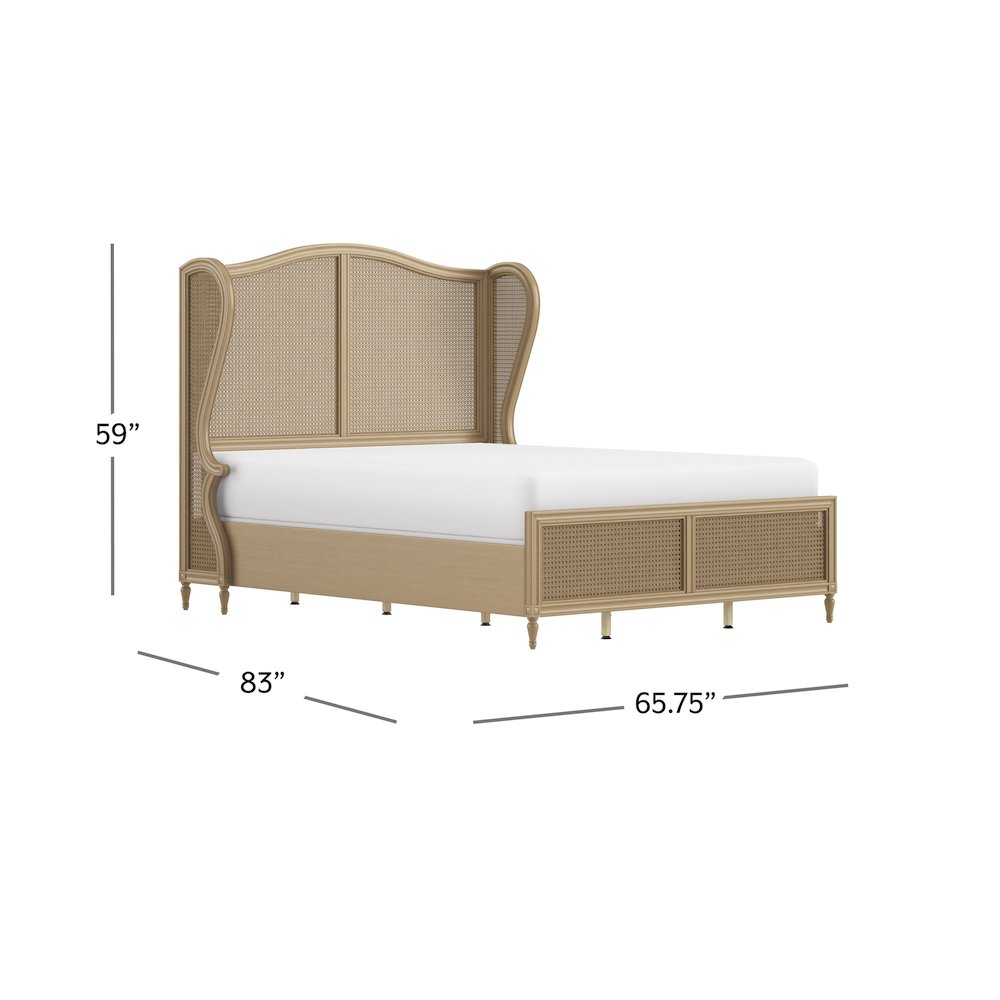 Sausalito Queen Wood Cane Bed, Medium Taupe. Picture 6