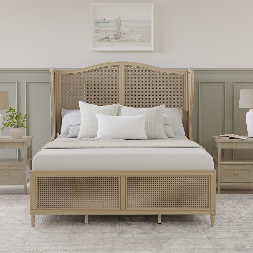Sausalito Queen Wood Cane Bed, Medium Taupe. Picture 9