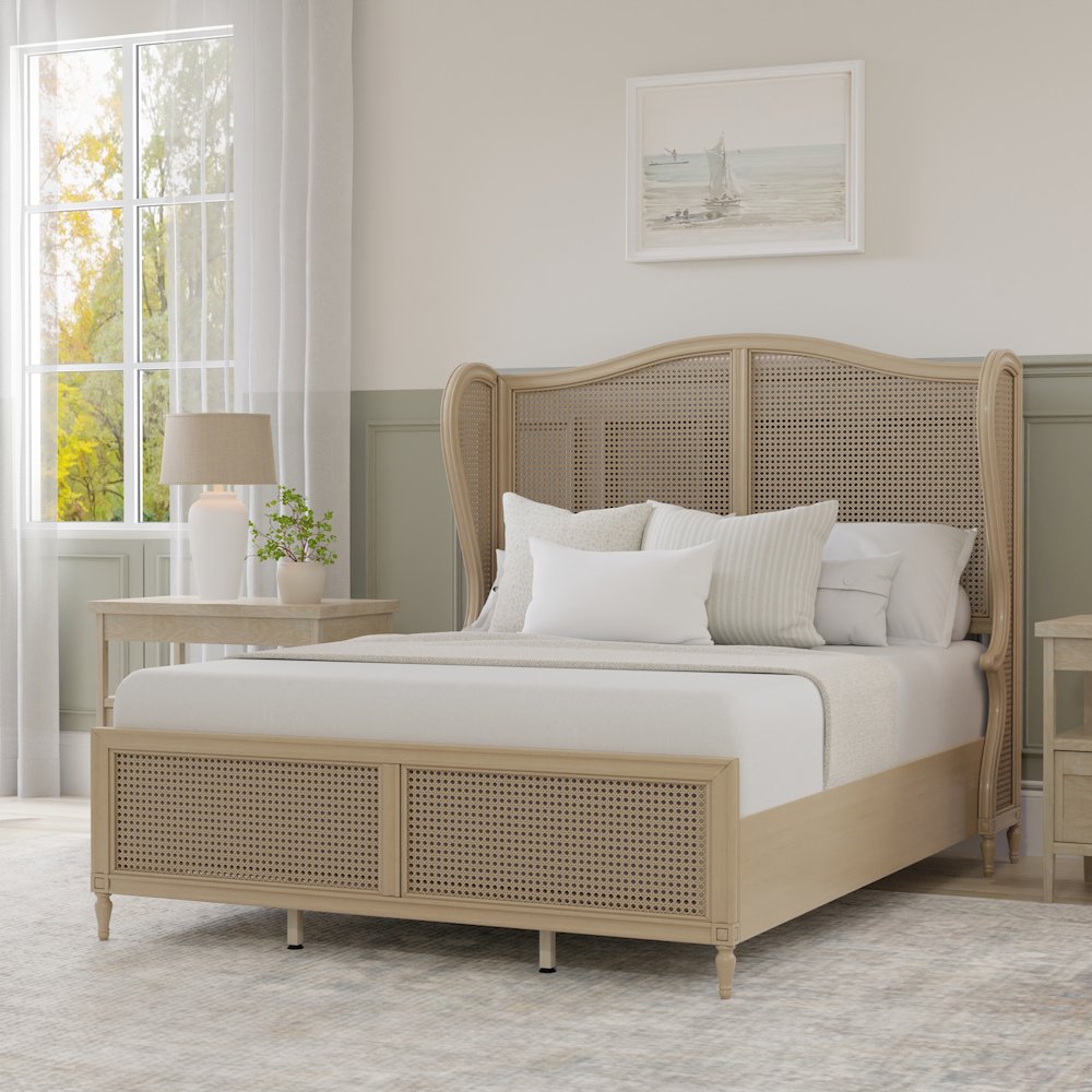 Sausalito Queen Wood Cane Bed, Medium Taupe. Picture 10