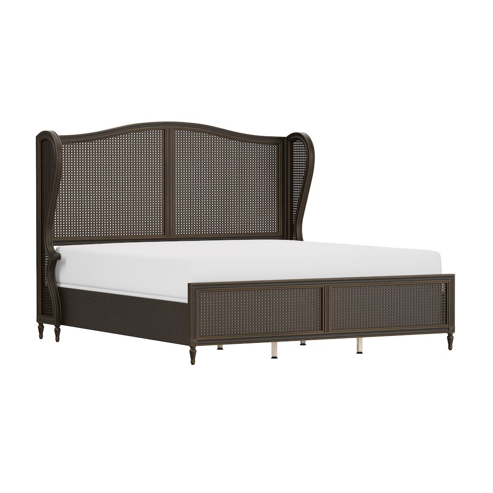 Sausalito Wood and Cane King Bed, Oiled Bronze. Picture 3