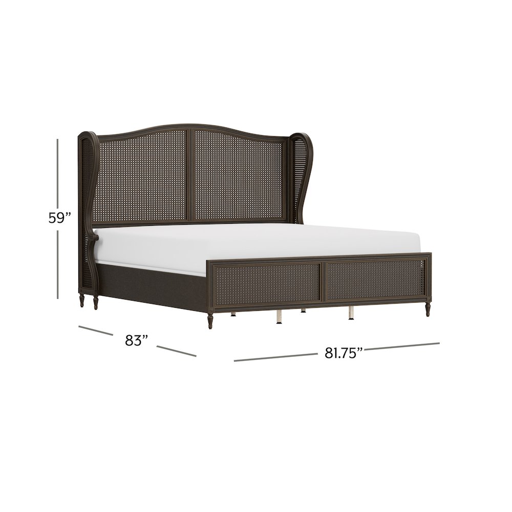 Sausalito Wood and Cane King Bed, Oiled Bronze. Picture 4