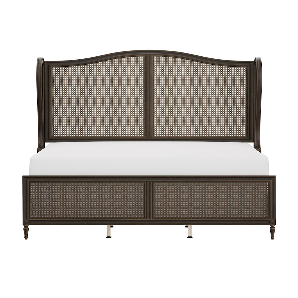 Sausalito Wood and Cane King Bed, Oiled Bronze. Picture 8