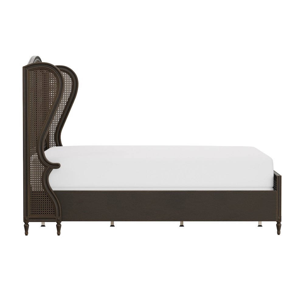 Sausalito Wood and Cane King Bed, Oiled Bronze. Picture 2