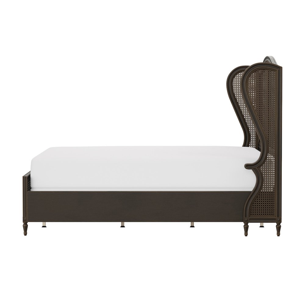 Sausalito Wood and Cane King Bed, Oiled Bronze. Picture 10