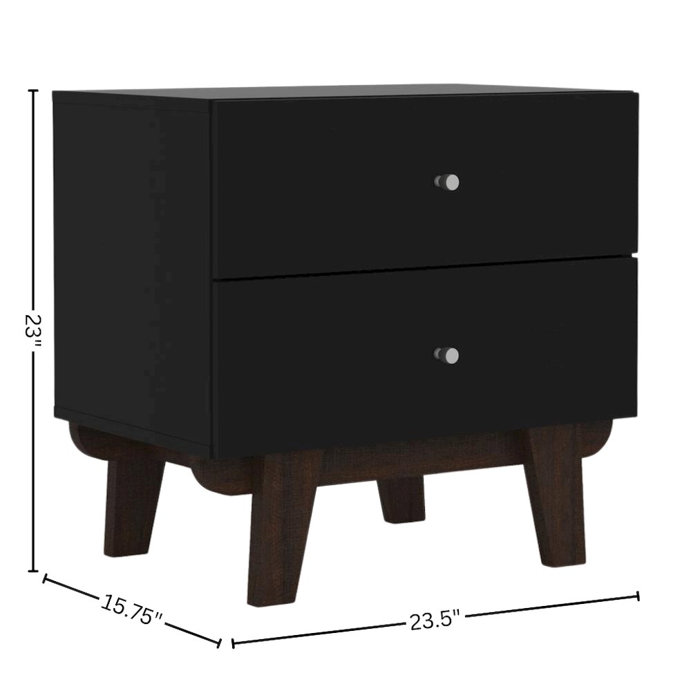Black Nightstand Side Table with Drawers for Bedroom or Living Spaces. Picture 4