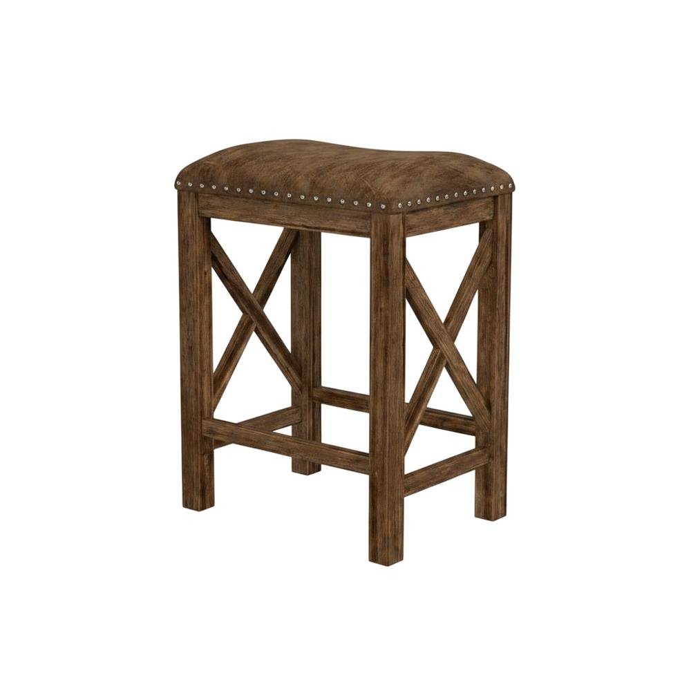 Acacia Wood Backless Counter Height Stool for Kitchen Island Counter, Set of 2. Picture 4