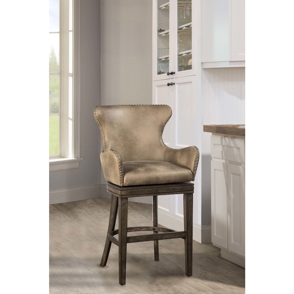 Caydena Memory Return Swivel Bar Height Stool. Picture 1
