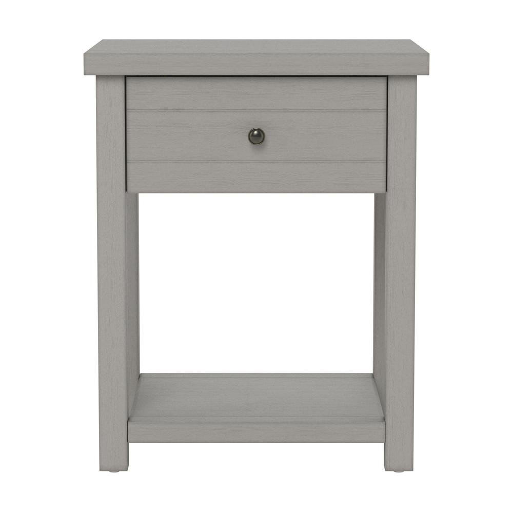 Gray Nightstands Set of 2 Wooden Side Tables with Drawer and Shelf. Picture 6