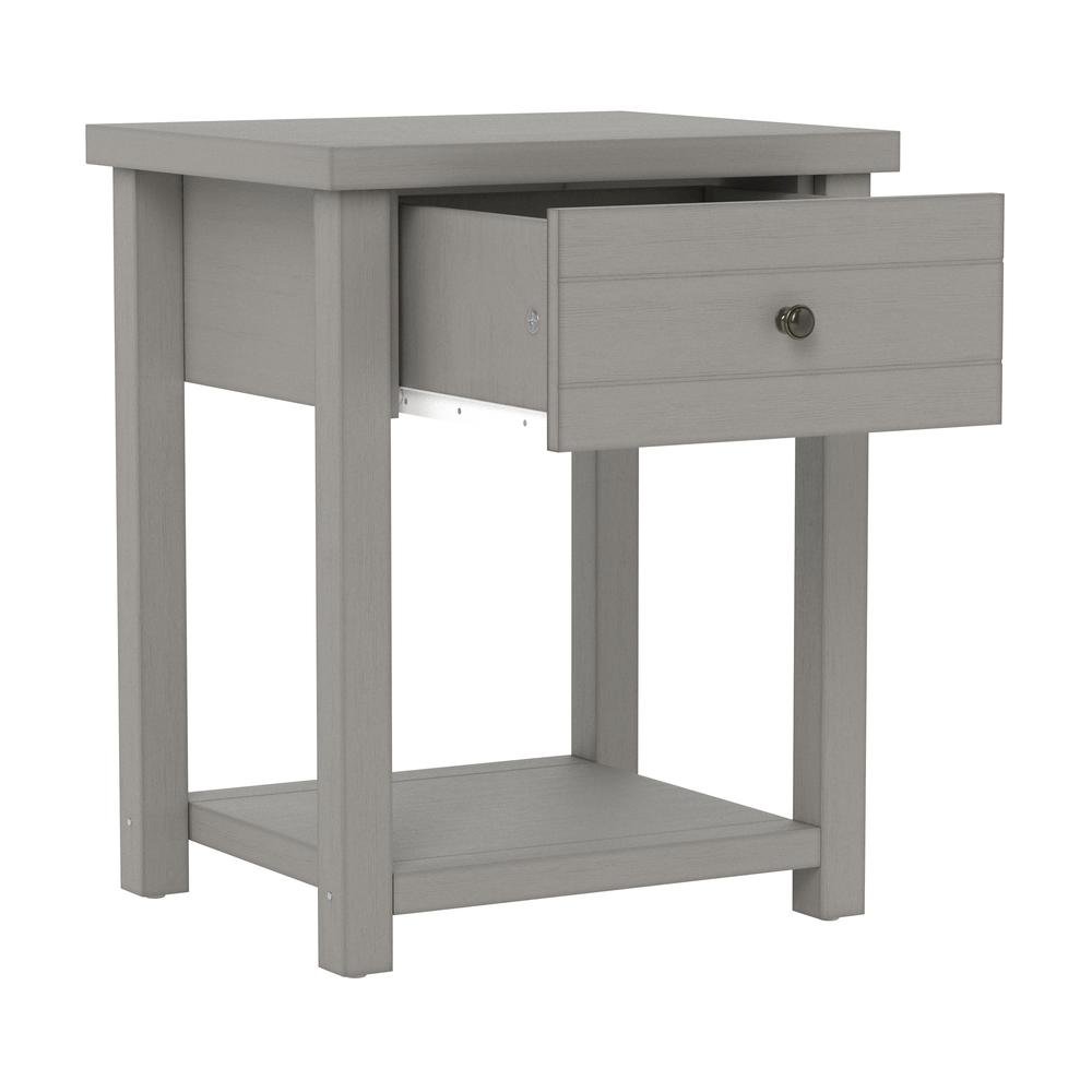 Gray Nightstands Set of 2 Wooden Side Tables with Drawer and Shelf. Picture 5