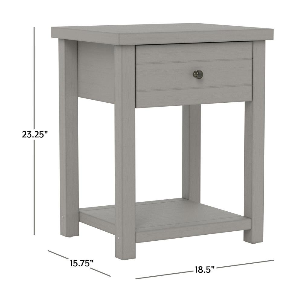 Gray Nightstands Set of 2 Wooden Side Tables with Drawer and Shelf. Picture 9