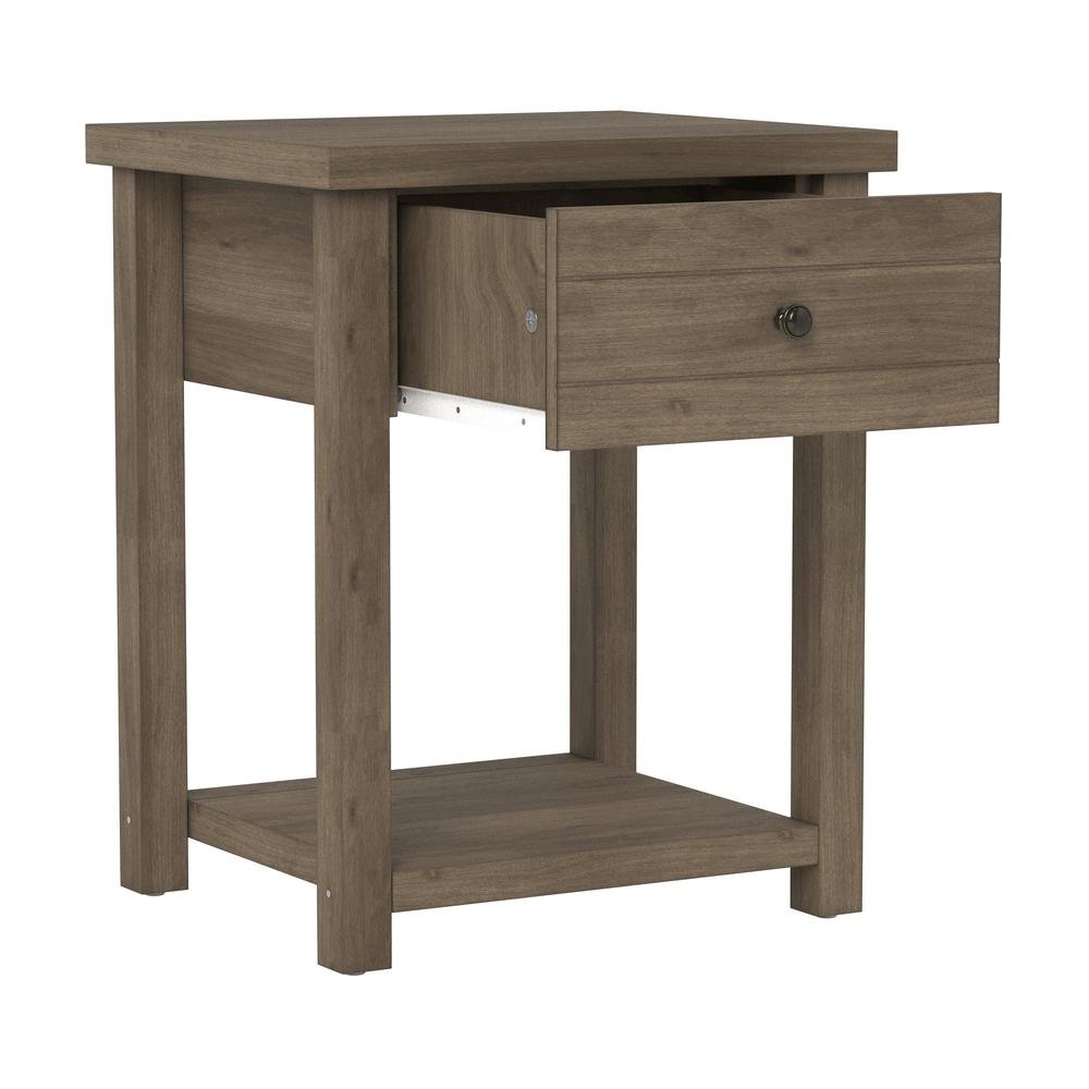 Knotty Gray Oak Nightstands Set of 2 Wooden Side Tables with Shelf. Picture 5