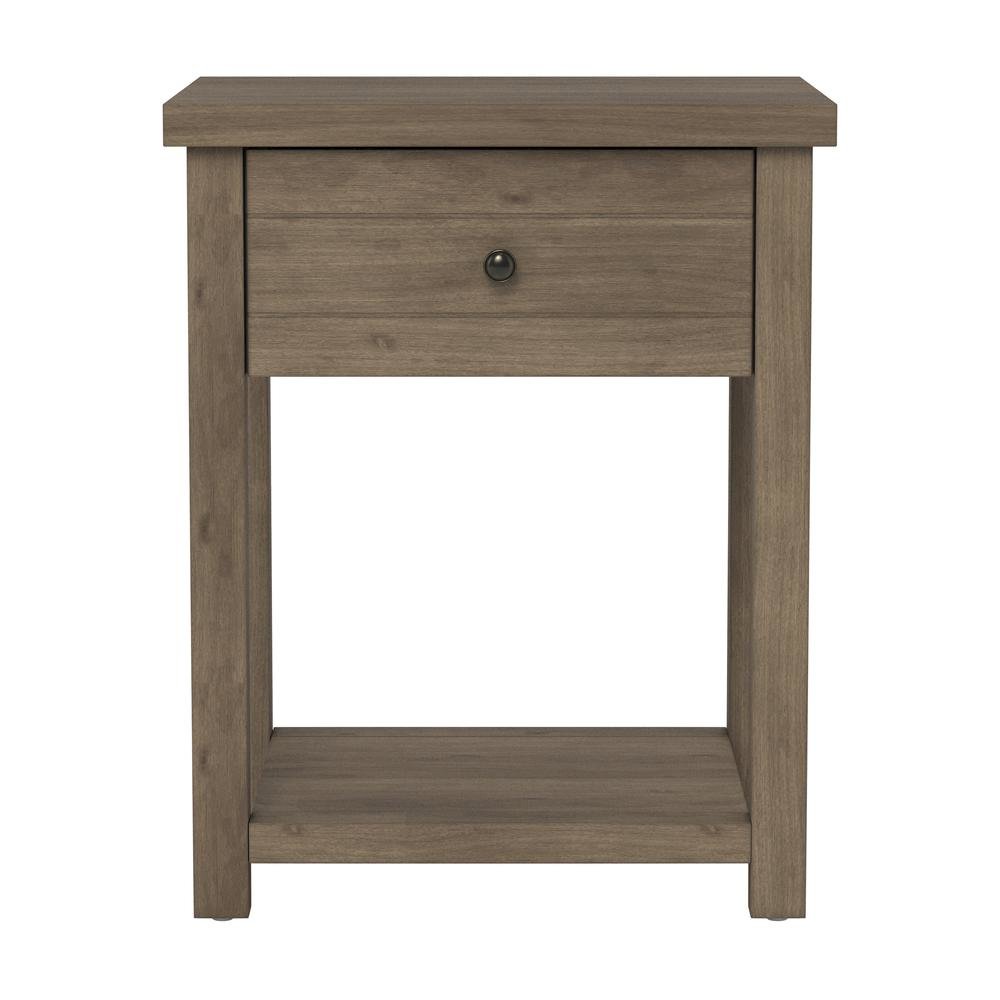 Knotty Gray Oak Nightstands Set of 2 Wooden Side Tables with Shelf. Picture 7