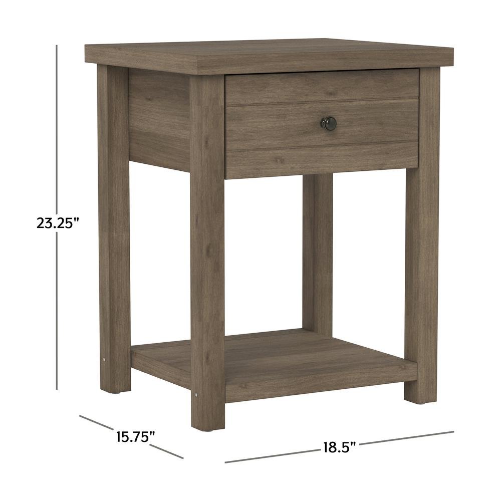 Knotty Gray Oak Nightstands Set of 2 Wooden Side Tables with Shelf. Picture 9