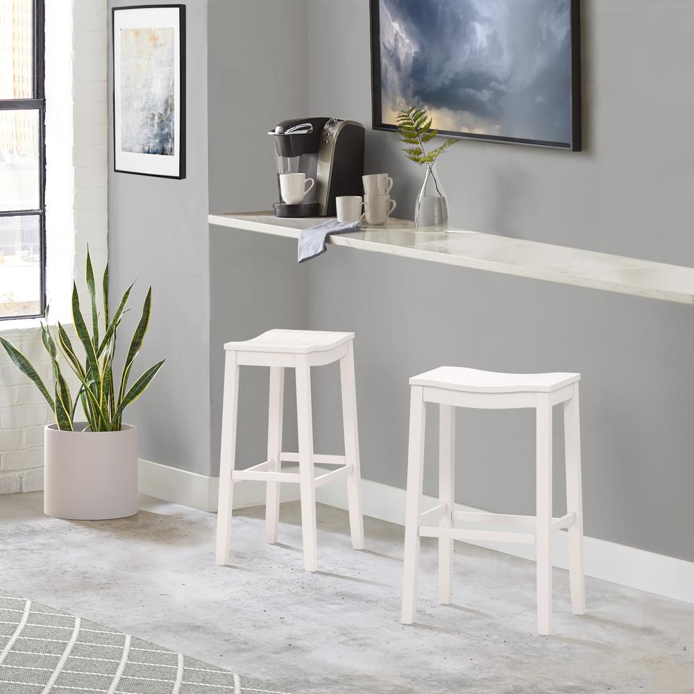 Fiddler Wood Backless Bar Height Stool, White. Picture 2