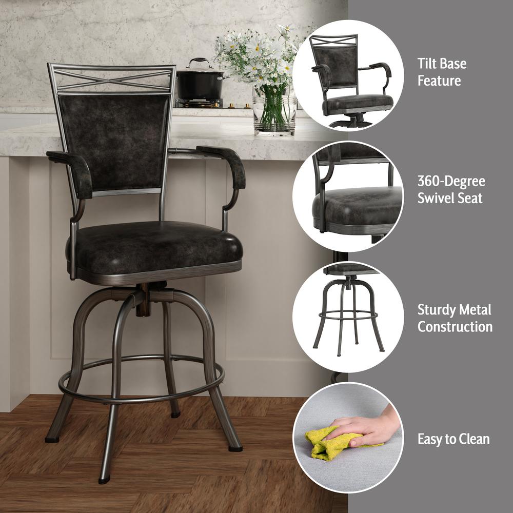 Bridgetown Metal Counter Height Swivel Stool, Pewter. Picture 6