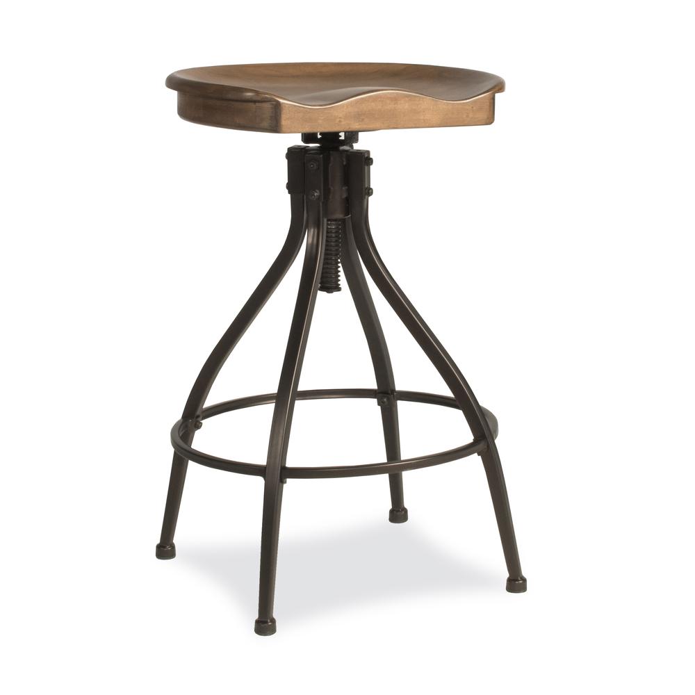 Worland Metal Backless Adjustable Height Stool, Brown Metal. Picture 1