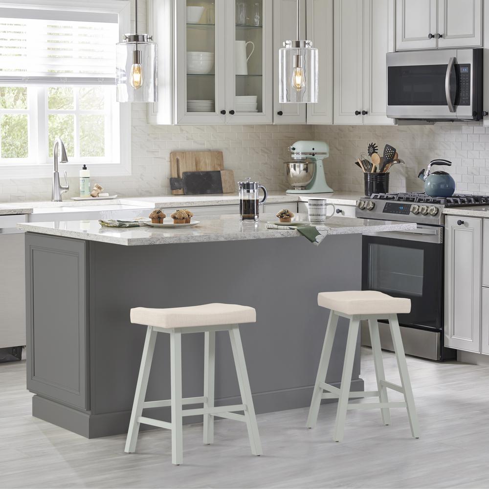 Moreno Wood Backless Counter Height Stool, Light Aged Blue. Picture 2
