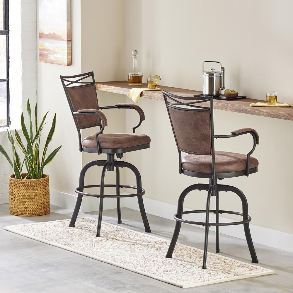 Bridgetown Metal Bar Height Swivel Stool, Aged Bronze. Picture 2