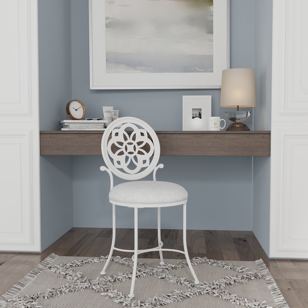 Marsala Metal Vanity Stool, Off White. Picture 4