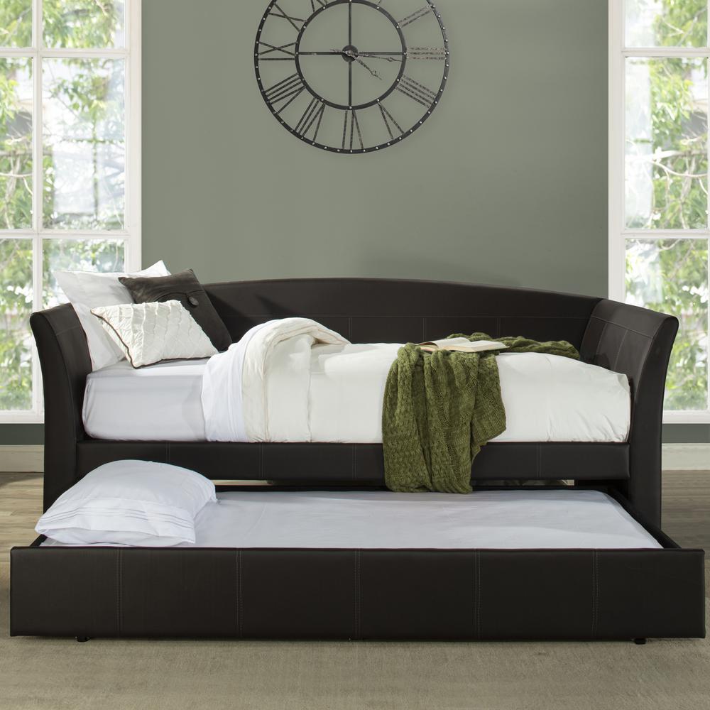 Montgomery Upholstered Twin Daybed with Trundle, Brown. Picture 5