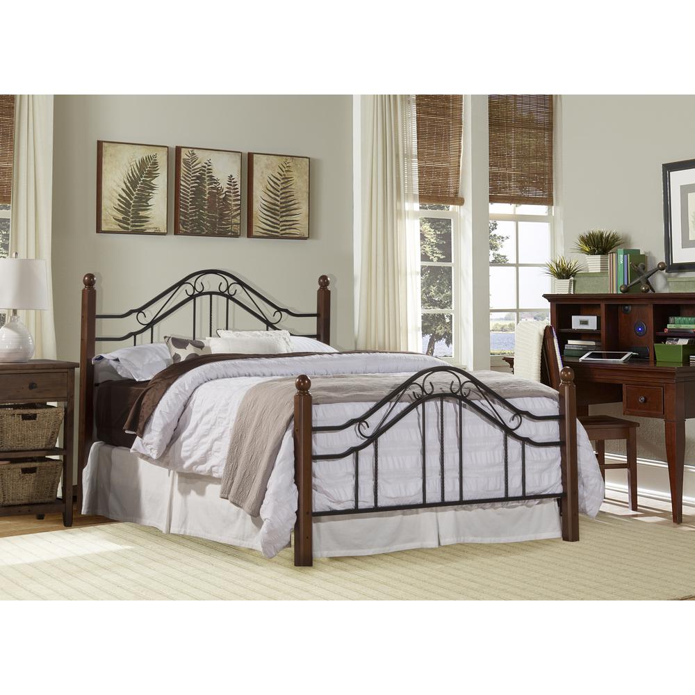 Madison Full Metal Bed and Cherry Wood Posts, Textured Black. Picture 2