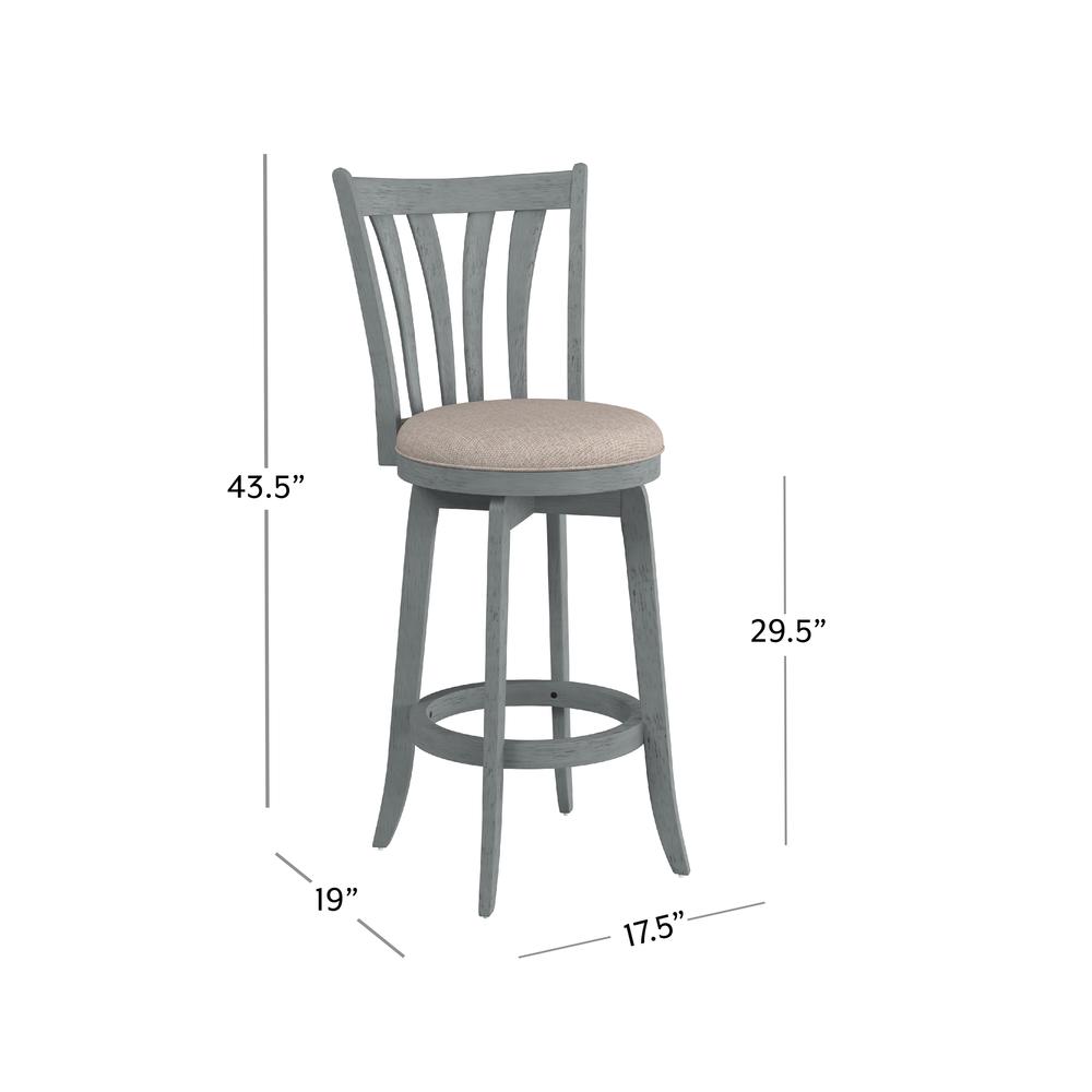 Savana Wood Bar Height Swivel Stool, Blue Wire Brush. Picture 6