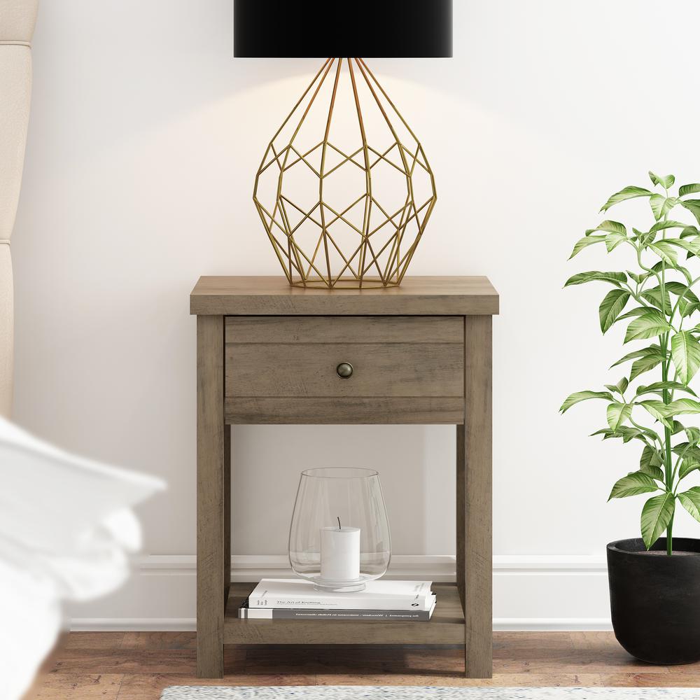 Living Essentials by Hillsdale Harmony Wood Accent Table, Knotty Gray Oak. Picture 3