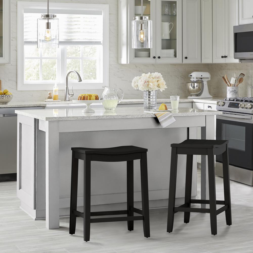 Fiddler Wood Backless Counter Height Stool, Black. Picture 2