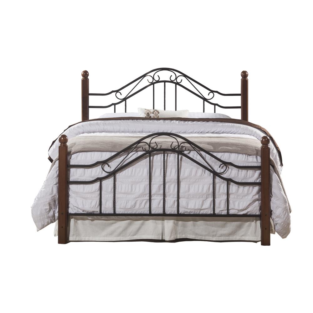 Madison Full Metal Bed and Cherry Wood Posts, Textured Black. Picture 1