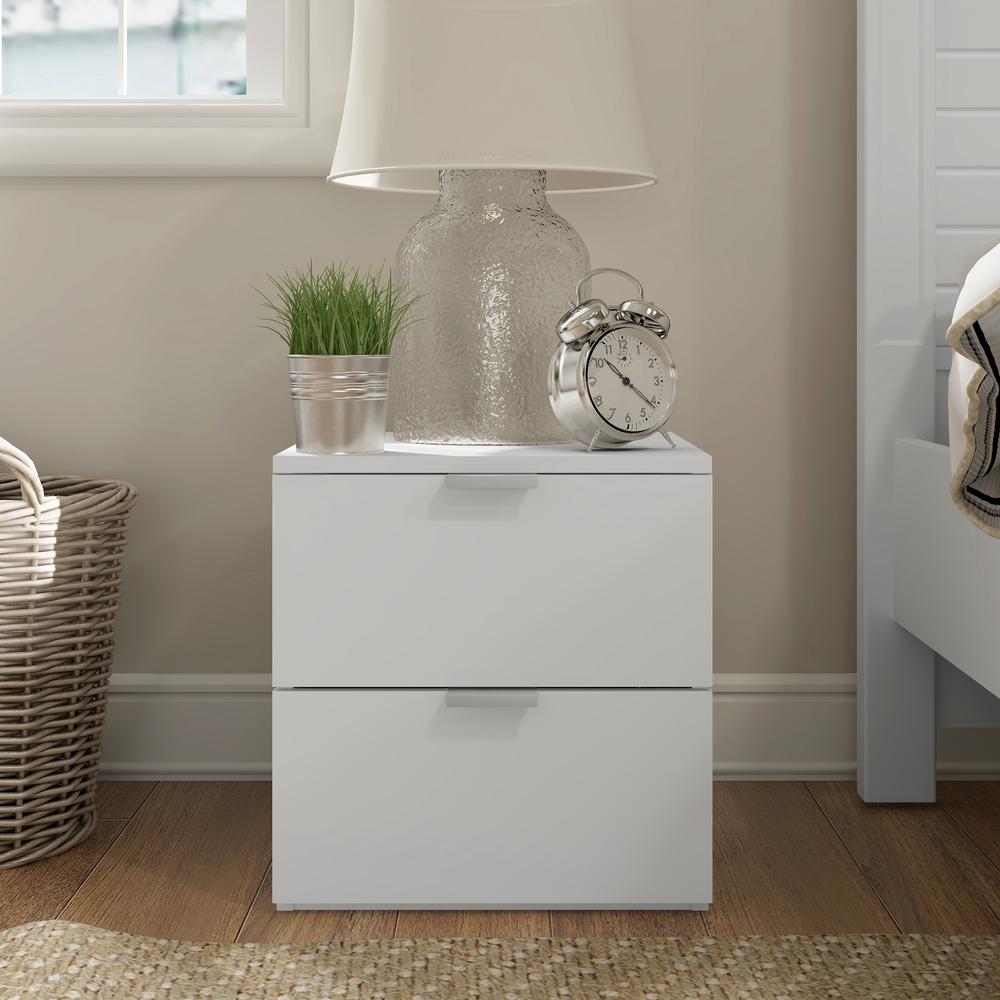 Hillsdale Living Essentials Delmar Wood 2 Drawer Nightstand, Matte White. Picture 3