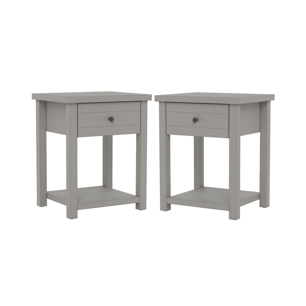 Gray Nightstands Set of 2 Wooden Side Tables with Drawer and Shelf. Picture 1