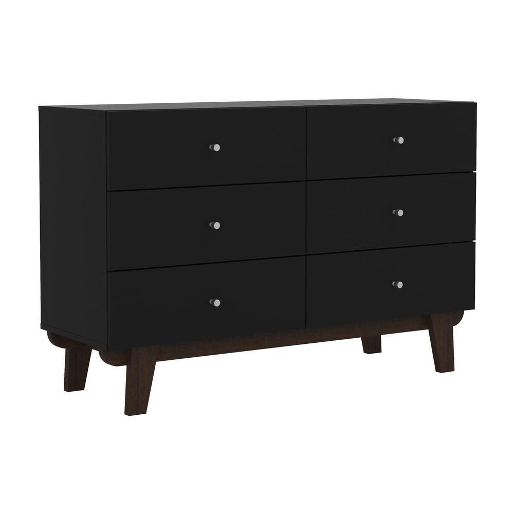 Living Essentials by Hillsdale Kincaid Wood 6 Drawer Dresser, Matte Black. Picture 1