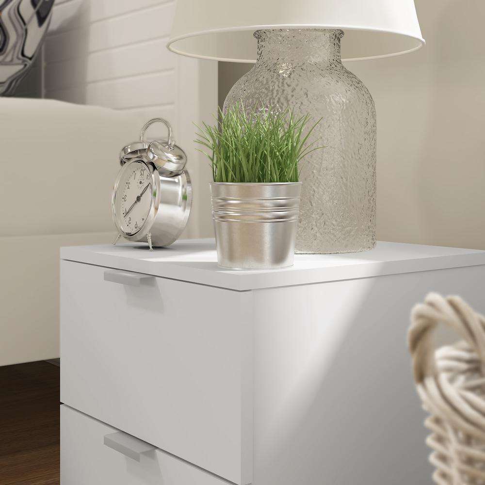 Hillsdale Living Essentials Delmar Wood 2 Drawer Nightstand, Matte White. Picture 4