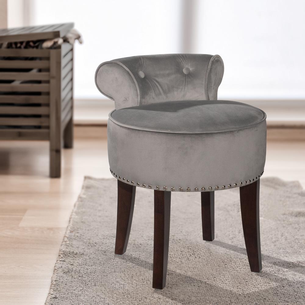 sachin and babi light blue dress Dressing Table Stool Grey with Rubber Wood Legs