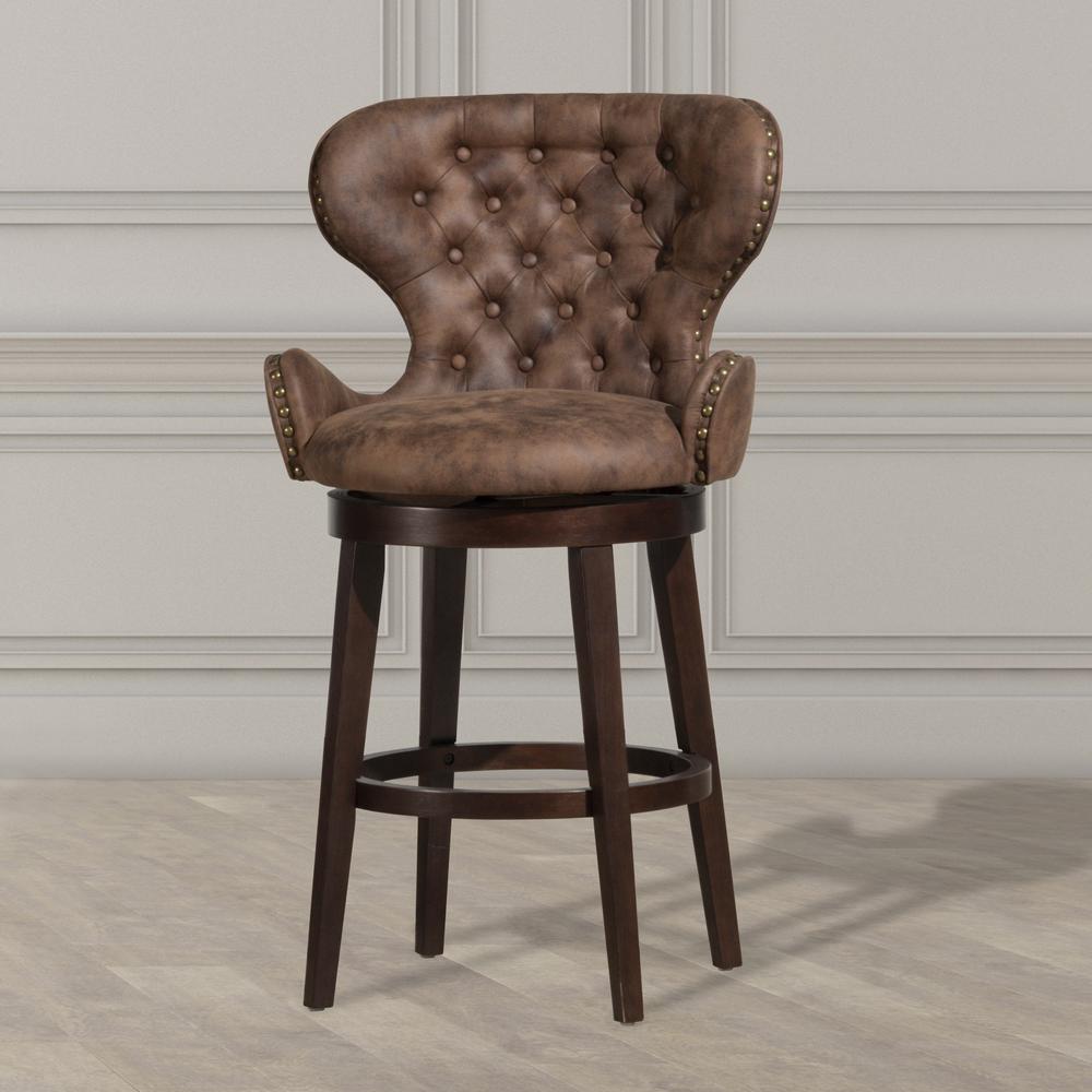 Mid-City Upholstered Wood Swivel Counter Height Stool, Chocolate. Picture 6