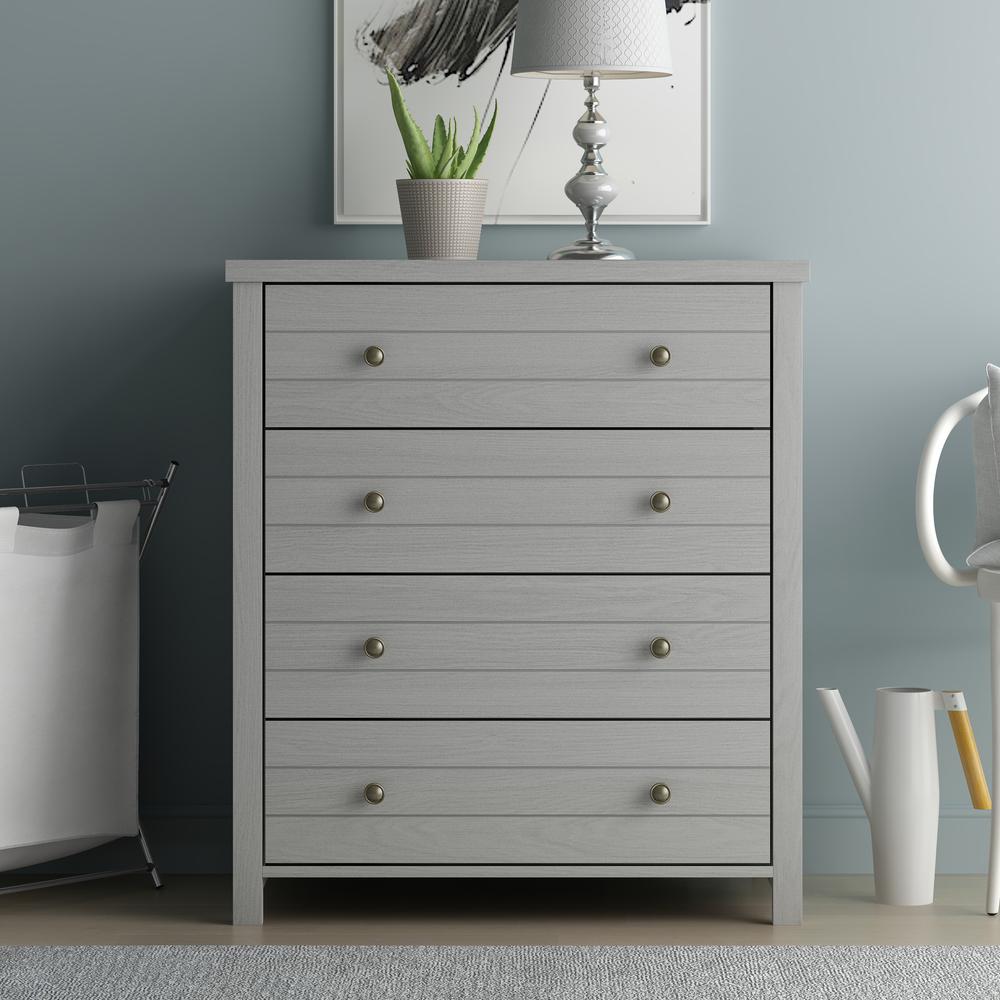 Living Essentials by Hillsdale Harmony Wood 4 Drawer Chest, Gray. Picture 11